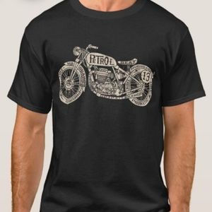 Vintage Style Text Filled Motorcycle T-shirt Size: L Men's
